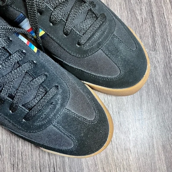 *Penguin | Black Suede  Canvas Multi Color Striped Sneakers Size 10 - Picture 8 of 16